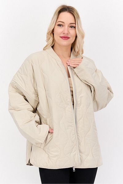 Esprit Women Quilted Bomber Jacket, Beige