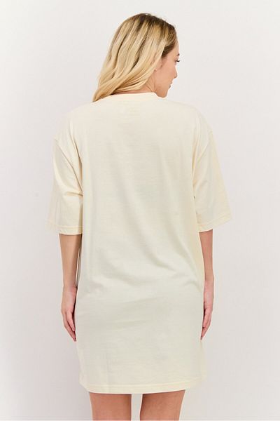 adidas Women Sportswear Fit Short Sleeves Outdoor T-shirt Dress, Beige Combo