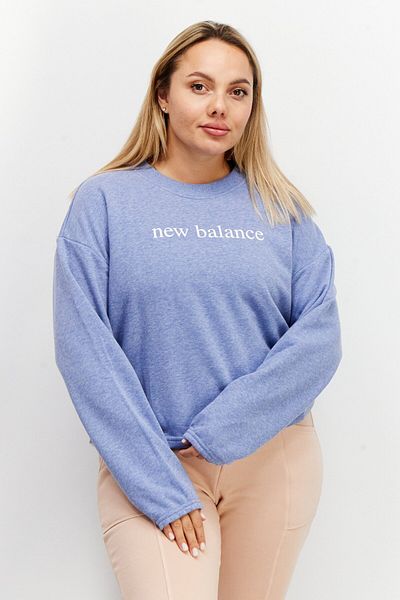 New Balance Women Sportswear Round Neck Long Sleeves Brand Logo Sweatshirt, Blue