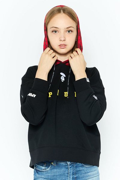 Aape By A Bathing Ape Women Embroidered Hooded Sweatshirts, Black