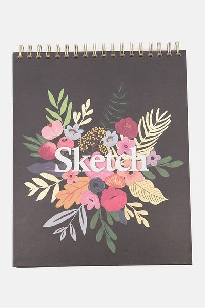 Votum Floral Print Sketch Note Books, Black