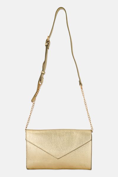 Urban Expressions Women Solid Cross Body Bag 18 x H 28 x L 4 x W cm, Gold