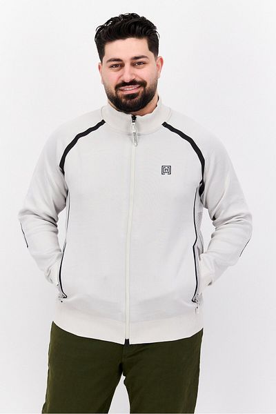 freesoul Men Mock Neck Brand Logo Long Sleeve Sweatshirt, Light Grey