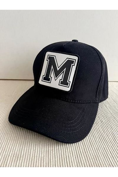 CosmoOutlet Men's 100% Cotton Black Hat with Letter m Back Adjustable Changeable Sticker