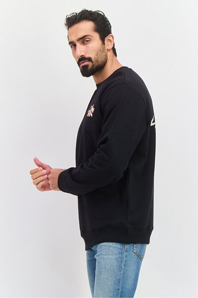 Lyle & Scott Men Crew Neck Long Sleeves Printed Sweatshirt, Black