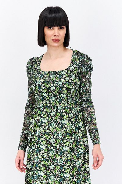 Scotch & Soda Women Printed Maxi Party Dress, Black