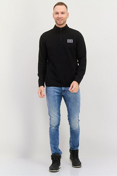 Hurley Men Mock Neck Brand Logo Long Sleeves Sweatshirt, Black