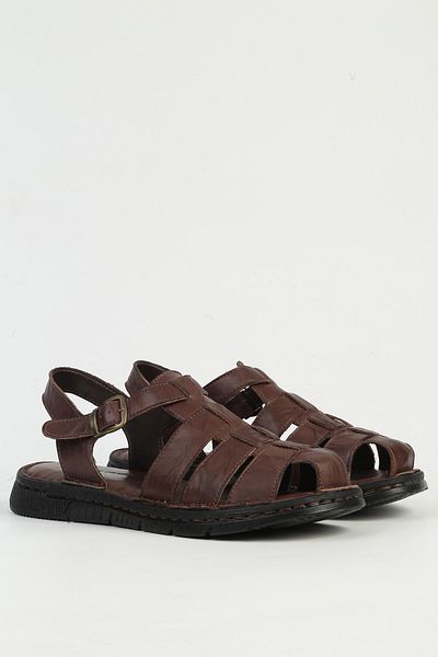 Pierre Cardin Ανδρικά σανδάλια από γνήσιο δέρμα καφέ PC-7462