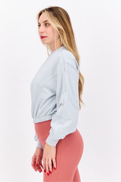 Puma Women Relaxed Fit Long Sleeves Training Sweatshirt, Light Grey