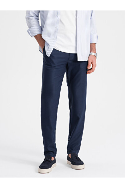 OMBRE Ανδρικό κλασικό chino παντελόνι SLIM FIT - navy blue V1 OM-PACP-0182 M