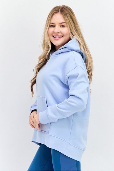 Esprit Women Hooded Long Sleeves Brand Logo Sweatshirt, Light Blue