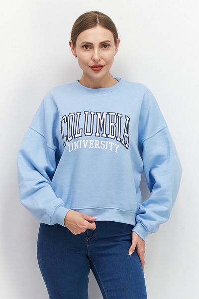 Don't Call Me Jennyfer Women Crew Neck Embroidered Fleece Long Sleeve Sweatshirts, Light Blue