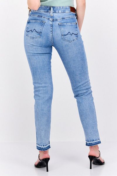 Pepe Jeans بنطلون جينز نسائي قابل للتمدد بقصّة عادية، أزرق