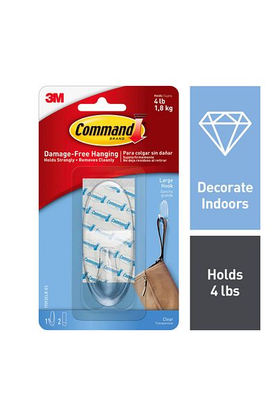 COMMAND 17093CLRES LARGE CLEAR HOOK W/C LEAR STRP