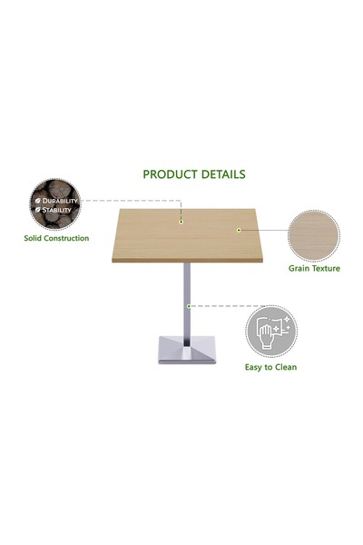 Mahmayi Bar Table Square Base 8 Seater Cocktail Bistro Table for Pub_Oak