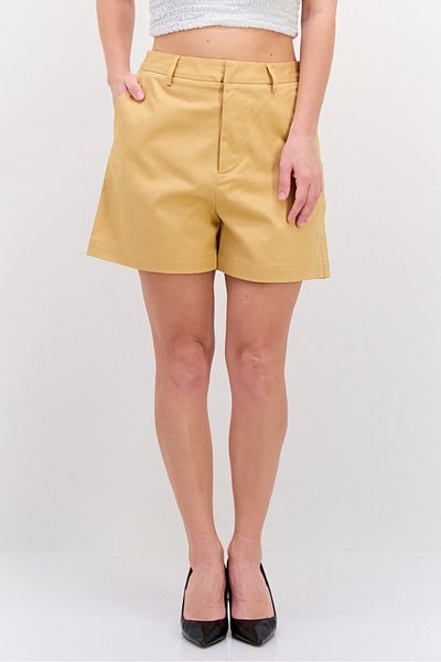 Scotch & Soda Women Solid Basic Shorts, Khaki