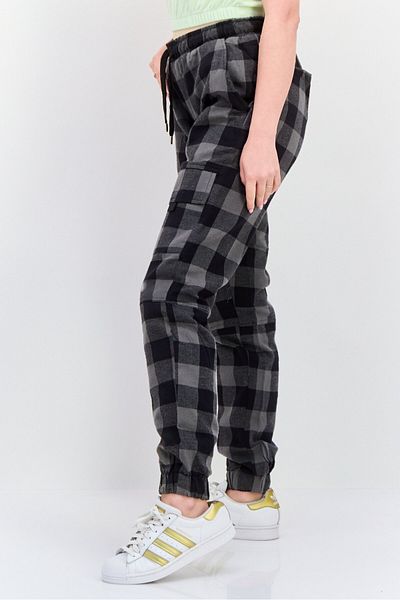 Bolongaro Trevor Women Drawstring Checkered Cargo Pants, Black