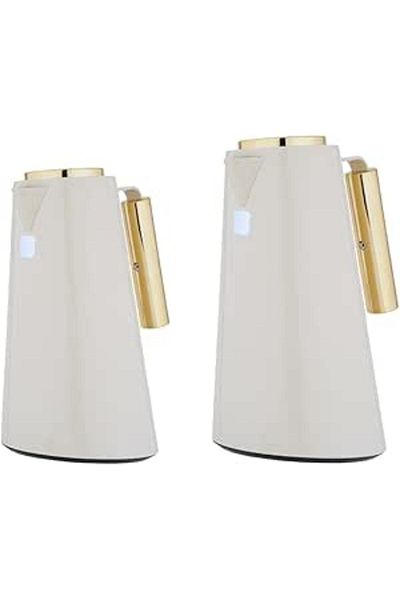 ALSAIF 2 Pieces Coffee And Tea Vacuum Flask Set Size: 0.7/1.0 L Color: Beige