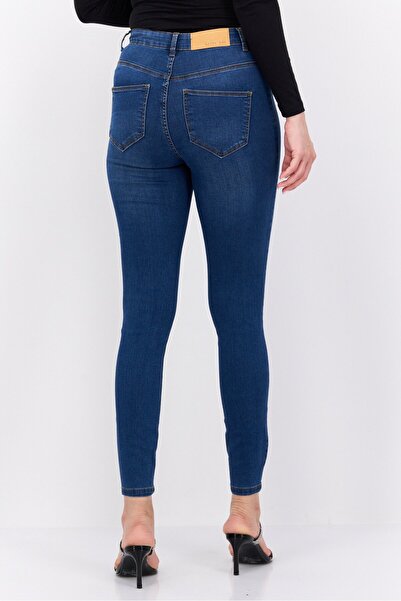 Noisy May Women Skinny Fit Mid Rise Stretchable Jeans, Blue