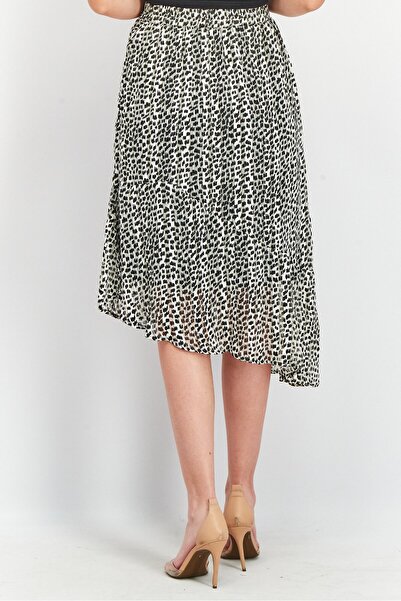 Tchibo Women Allover Print Midi Skirt, Black Combo