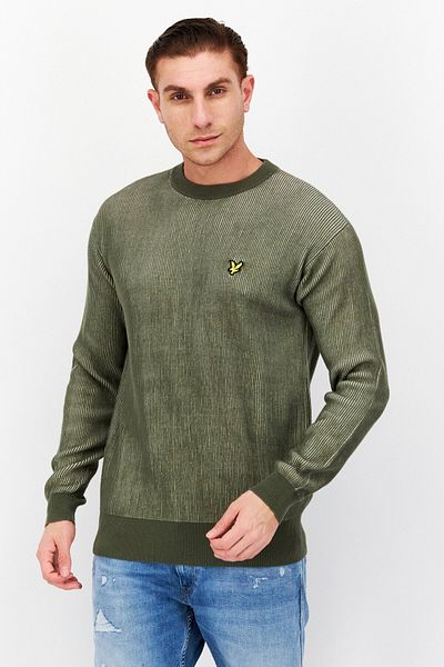 Lyle & Scott Men Crew Neck Long Sleeve Embroidered Logo Sweatshirt, Olive