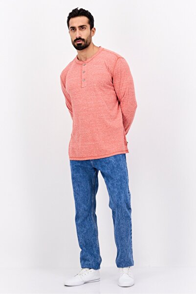 True Grit Men Crew Neck Long Sleeves Heather T-Shirt, Red