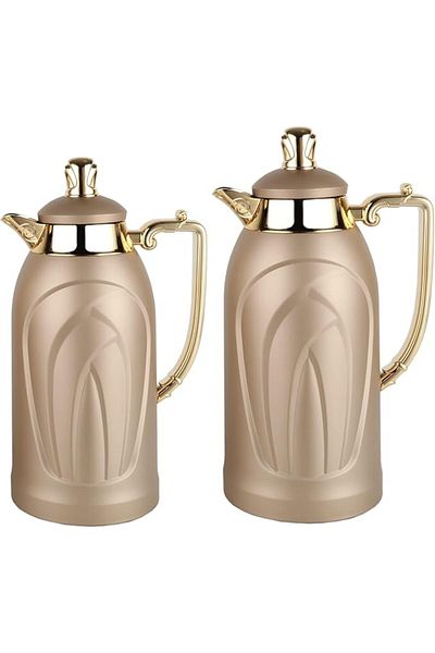 ALSAIF 2 Pieces Coffee And Tea Vacuum Flask Set Size: 0.7/1.0 L Color: Matt Beige