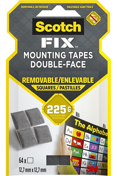 Scotch 3M Scotch® Removable Mounting Squares 64 Strips/pk, 12,7mmx12,7mm, 108-ST64-P