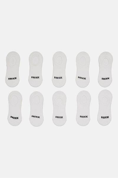 RBX Women 10 Pairs Brand Logo Round Invisible Socks White