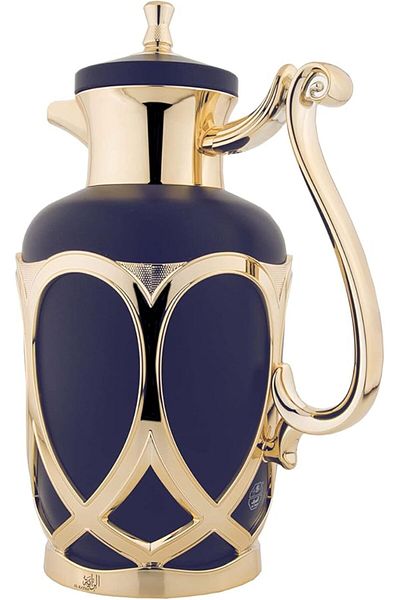 ALSAIF 2 Pieces Coffee And Tea Vacuum Flask Set Size: 0.7/1.0 L Color: Dark Blue/gold