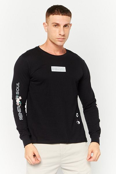 Brooklyn Men Crew Neck Graphic Print Long Sleeves Sweatshirt, Black