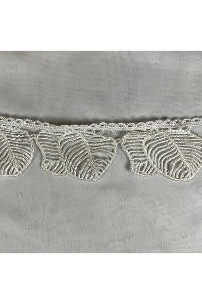 Bukle İplik Leaf Motif Guipure Decorative Small Strip (5 cm Width) - 1 Meter
