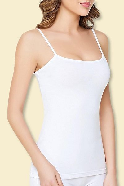 KEYAL Tutku Women's White Color Elastane Cotton Rope Strap Undershirt