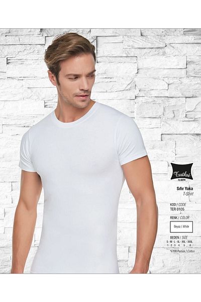 KEYAL Tutku Men's Combed Cotton 0 Collar Half Sleeve 6 Pack Undershirt New Season