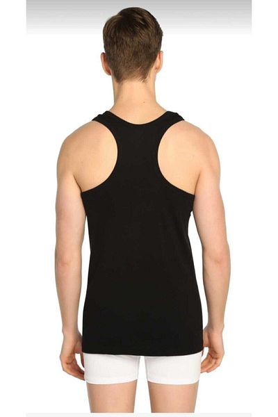 KEYAL Seher Men's 6" Black Cotton Ribbed Sports Undershirt Single Packaging 0058