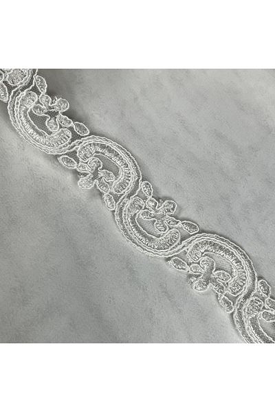 Bukle İplik Flower Path Patterned Guipure Decorative Small Ribbon (2.5 cm Width) - 1 Meter