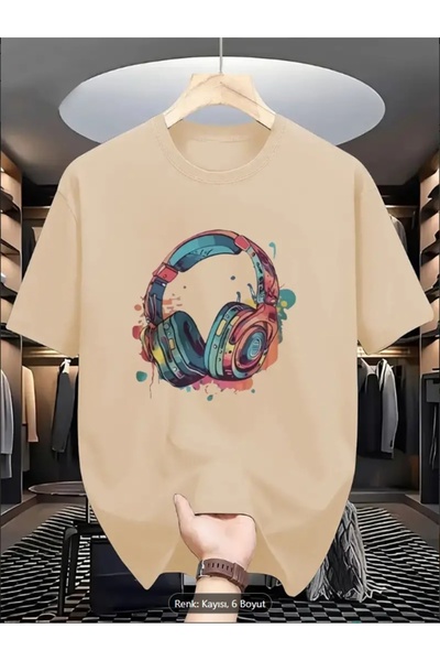 Derays Live Headset Printed Colorful Comfortable Fit Men's Oversize T-Shirt