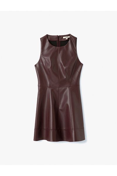 Koton Ärmelloses Minikleid aus Kunstleder mit Rundhalsausschnitt