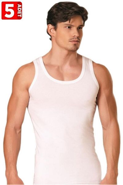 KEYAL Seher Yıldız Men's White 5'Li Pack 100% Cotton Classic Combed Athlete Adaefsun