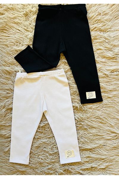 enes baby Pack of 2 Flexible Camisole Leggings with Smiley Face Smile Crest