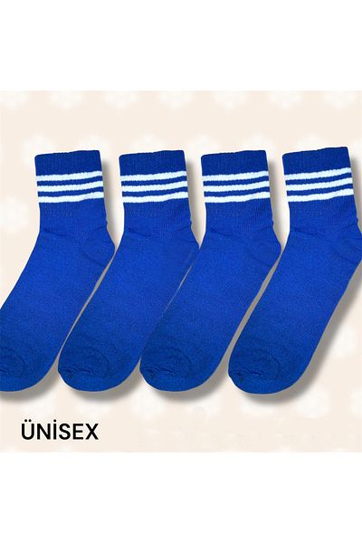 DUDAKTAN KALBE Friend Gift Blue College Socks Unisex Blue Colored, White Striped Long College Sports Socks