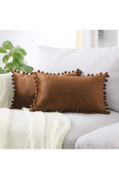 vivamia 2 ADET Ponponlu Dekoratif Kırlent Kılıfı