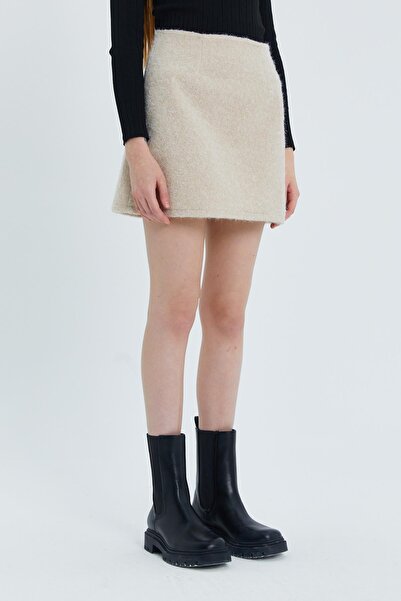 Shopping Shop Beige Stamp Mini Skirt