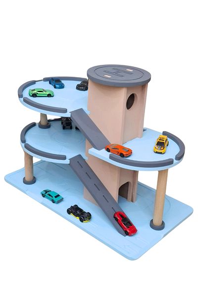 hedefixtoys مجموعة جراج مواقف السيارات الخشبية