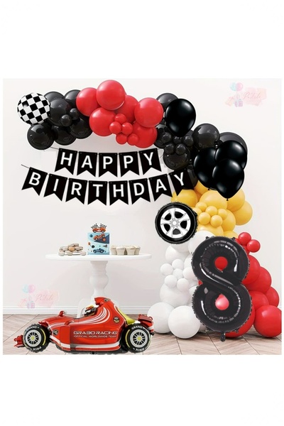 BİDOLUMUTLULUK Formula Yarış Arabası Folyo Balon Doğum Günü Balonları Parti K...