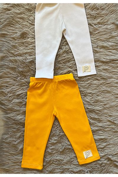 enes baby Pack of 2 Flexible Camisole Leggings with Smiley Face Smile Crest