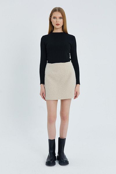 Shopping Shop Beige Stamp Mini Skirt