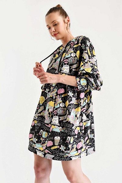 Bigdart Women's Graphic Print Oversize Sweat Dress