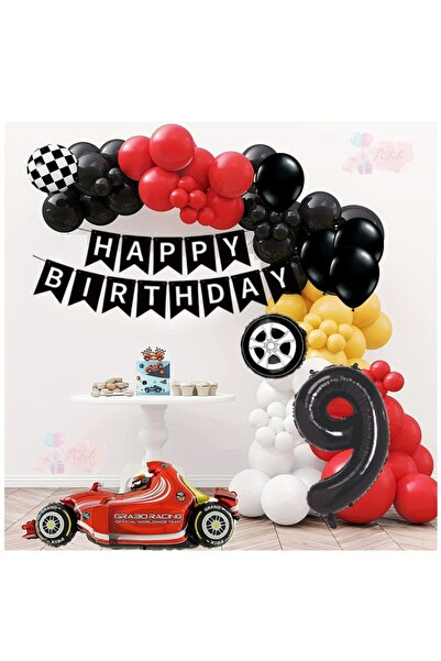 BİDOLUMUTLULUK Formula Yarış Arabası Folyo Balon Doğum Günü Balonları Parti K...
