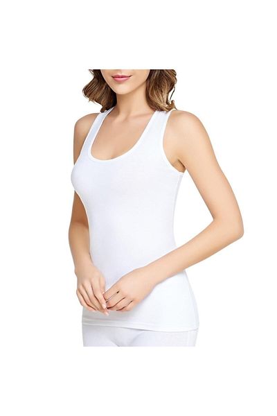 KEYAL Tutku Women's White Rib Wide Strap Tank Top 6 Pack